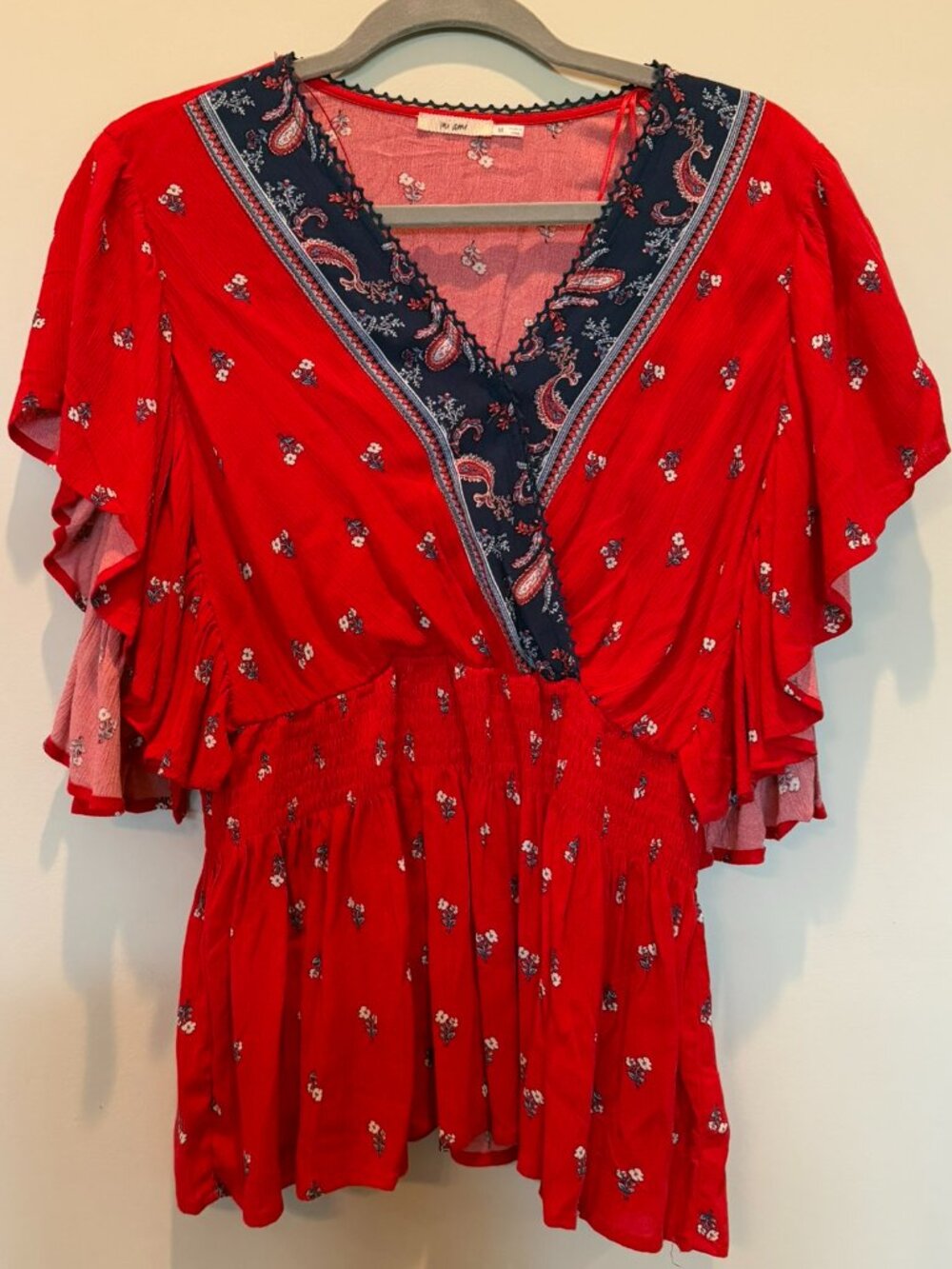 Red, White & Blue Flowy Blouse medium